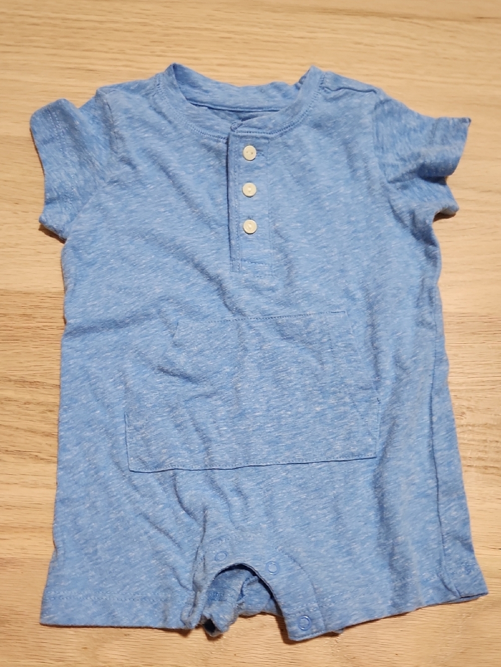 Primary Blue Heathered Baby Romper 3-6m